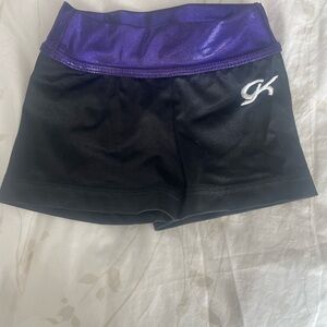 GK Black Athletic Shorts with Purple Metallic Waistband
